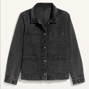 Old Navy Black Denim Acid Wash Jean Jacket NWT